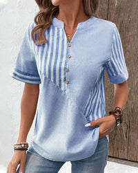 LUANA - LOCKERE BLUSE MIT STREIFENMUSTER – Blau