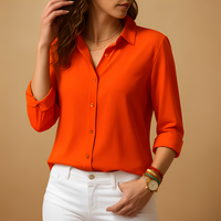 Akera - Stilvolle Damenbluse mit langen Ärmeln – Orange