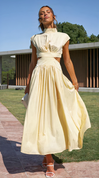 Langes Vintage-Kleid für Damen | Maxi – Creme