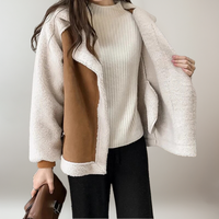 Bikerana  | Veste Biker en Sherpa – Chaude et Stylée – Marron