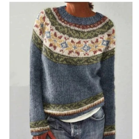 Lea | Gemütlicher Strickpullover mit Muster – Blau