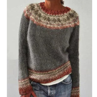 Lea | Gemütlicher Strickpullover mit Muster – Grauer Kranz