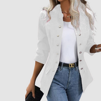 Lea | Damen Stilvoller Zweireihiger Blazer – Weiß