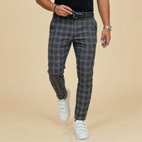 Lea | Karierte Stoffhose Bequem – Grau