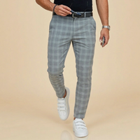 Lea | Karierte Stoffhose Bequem – Blau