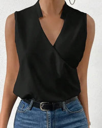 Selma | Ärmellose Bluse mit V-Ausschnitt – Schwarz