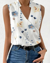 Selma | Ärmellose Bluse mit V-Ausschnitt – Blumen 3