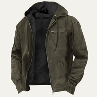 Leon | Herren Gefütterte Warme Kapuzenjacke – Grün