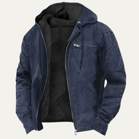 Leon | Herren Gefütterte Warme Kapuzenjacke – Blau