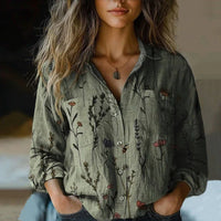 Lily | Bedruckte Vintage Bluse – Grün