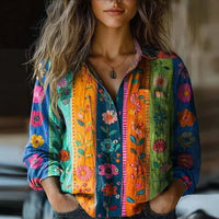 Lily | Bedruckte Vintage Bluse – Mehrfarben