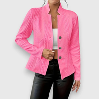 Lina | Weiche Strickjacke mit Stehkragen – Rosa