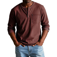 Ludwig | Herren Langarm Henley Shirt – Rot