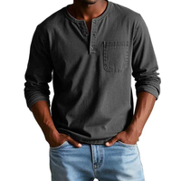 Ludwig | Herren Langarm Henley Shirt – Schwarz