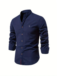 Ludwig | Herren Langarm Hemd zeitloser Schnitt – Dunkelblau