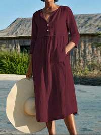 Luftiges langärmeliges Sommerkleid für Damen | Midi – Rot