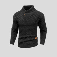 Lukas | Herren Rollkragen Strickpullover mit Zopfmuster – Schwarz