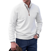 Lukas | Herren Zip Strickpullover – Weiß