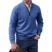 Lukas | Herren Zip Strickpullover – Blau