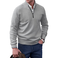 Lukas | Herren Zip Strickpullover – Hellgrau