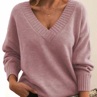 Sabine | Damen Kaschmir V-Ausschnitt Pullover – Rosa