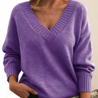 Sabine | Damen Kaschmir V-Ausschnitt Pullover – Lila