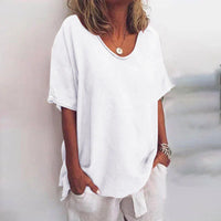 KATHIE - LOCKERES T-SHIRT MIT RUNDHALSAUSSCHNITT – Weiß