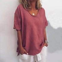 Blusenshirt für Damen - Luftiges T-Shirt mit weitem Hals für Sommer – Dunkelrosa