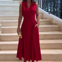 Amancia | V-Neck Midi Dress – Rot