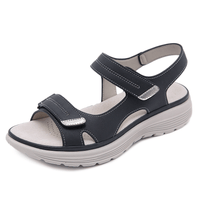 Sonja - Damen Orthopädische Ledersandalen mit Riemen – Schwarz
