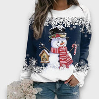 Mailena – Weihnachtspullover mit Schneemann – Dunkelblau