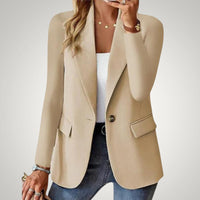 Maja | Damen Lässiger Reverskragen Taillierter Blazer – Beige