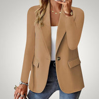 Maja | Damen Lässiger Reverskragen Taillierter Blazer – Braun