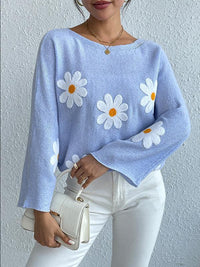 Kriselda | Bequemer und Modischer Pullover mit Eleganten Blumenstickereien – Perfekt für jedes Outfit – Bleu