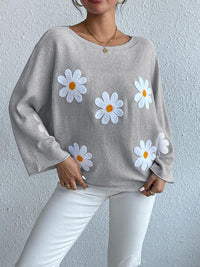 Kriselda | Bequemer und Modischer Pullover mit Eleganten Blumenstickereien – Perfekt für jedes Outfit – Gris