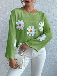 Kriselda | Bequemer und Modischer Pullover mit Eleganten Blumenstickereien – Perfekt für jedes Outfit – Vert clair