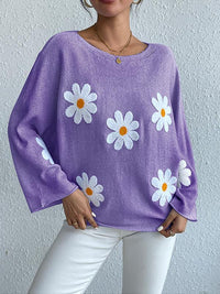 Kriselda | Bequemer und Modischer Pullover mit Eleganten Blumenstickereien – Perfekt für jedes Outfit – Violett