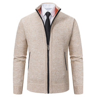 Malte | Herren Thermo Strickjacke mit Stehkragen – 6601 Beige