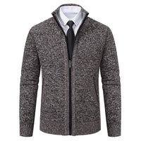 Malte | Herren Thermo Strickjacke mit Stehkragen – 6601 Kaffeebraun
