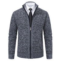 Malte | Herren Thermo Strickjacke mit Stehkragen – 6601 Dunkelgrau