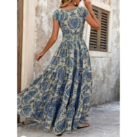 Jette | Damen Sommer Blumig Boho-Kleid – Blau