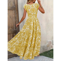 Jette | Damen Sommer Blumig Boho-Kleid – Gelb
