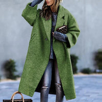 Marlene | Damen Lang Oversize Wollmantel – Grün