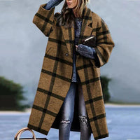 Marlene | Damen Lang Oversize Wollmantel – Braun