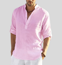 Martin | Herren Langarm Sommer Knopf Hemd – Rosa