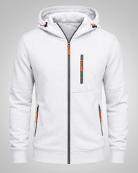 Martin | Herren Sportliches Reißverschluss Hoodie – Weiß