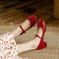 Adele® | Livy Leder Mary Janes – Rot