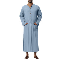 Mateo | Herren Luftiges Leinen Thobe Jubba – Hellblau