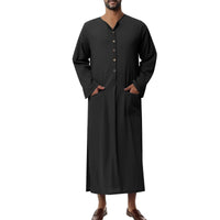 Mateo | Herren Luftiges Leinen Thobe Jubba – Schwarz