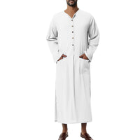 Mateo | Herren Luftiges Leinen Thobe Jubba – Weiß